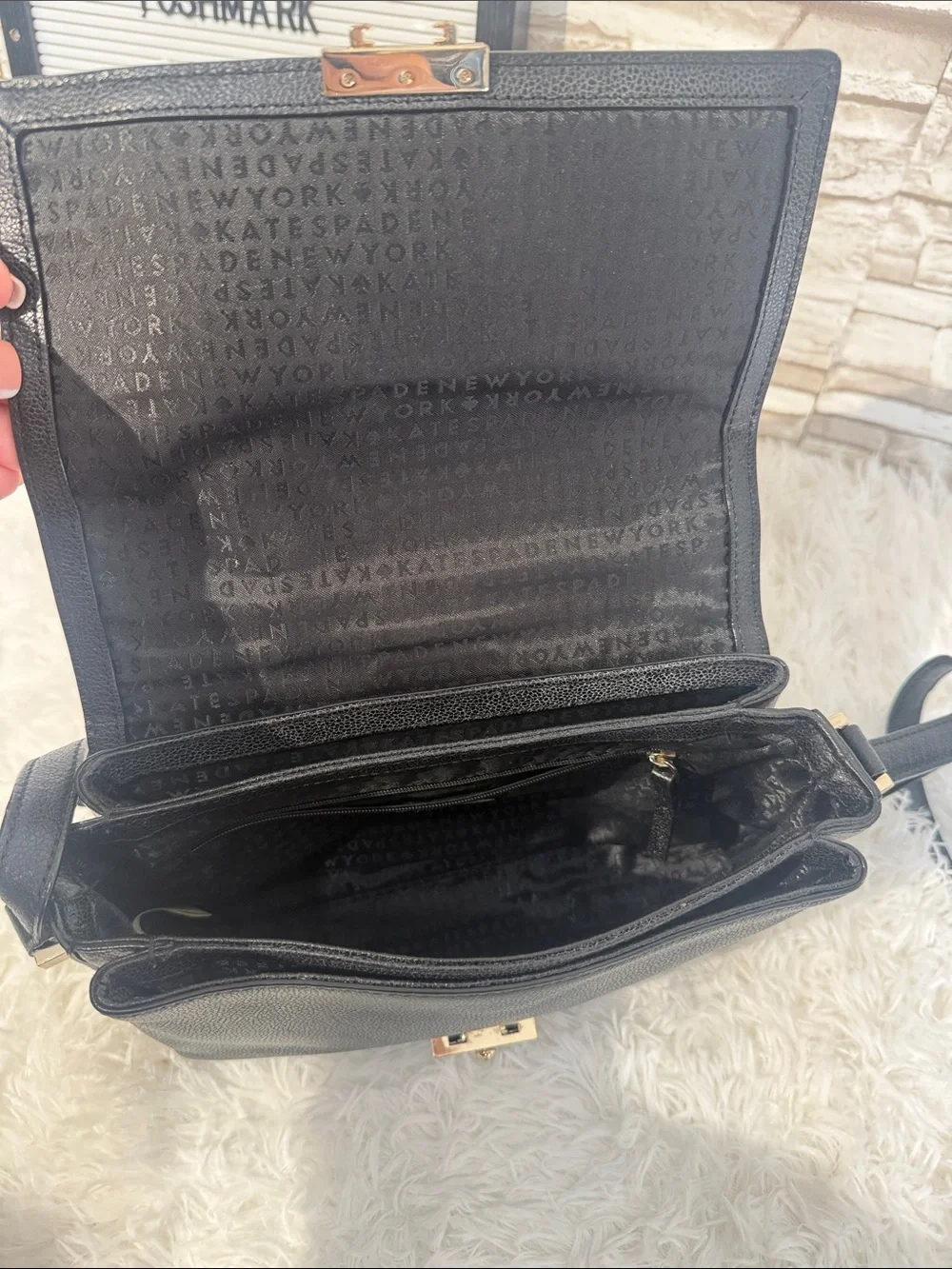 KATE SPADE NEW YORK  Milna Lovett Street Black Leather Cross Body Bag